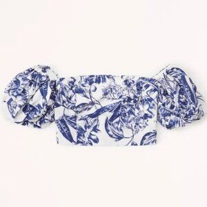 Abercrombie Blue Floral Off-The-Shoulder Poplin Set Top